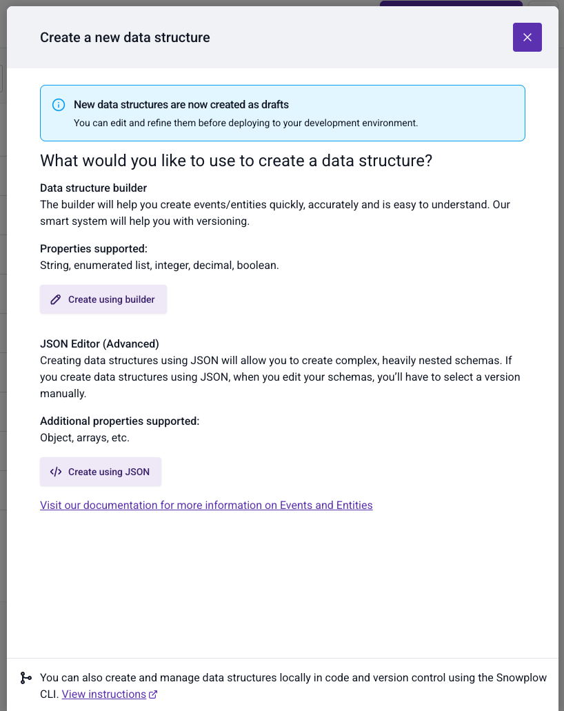 Choice between builder and JSON editor options