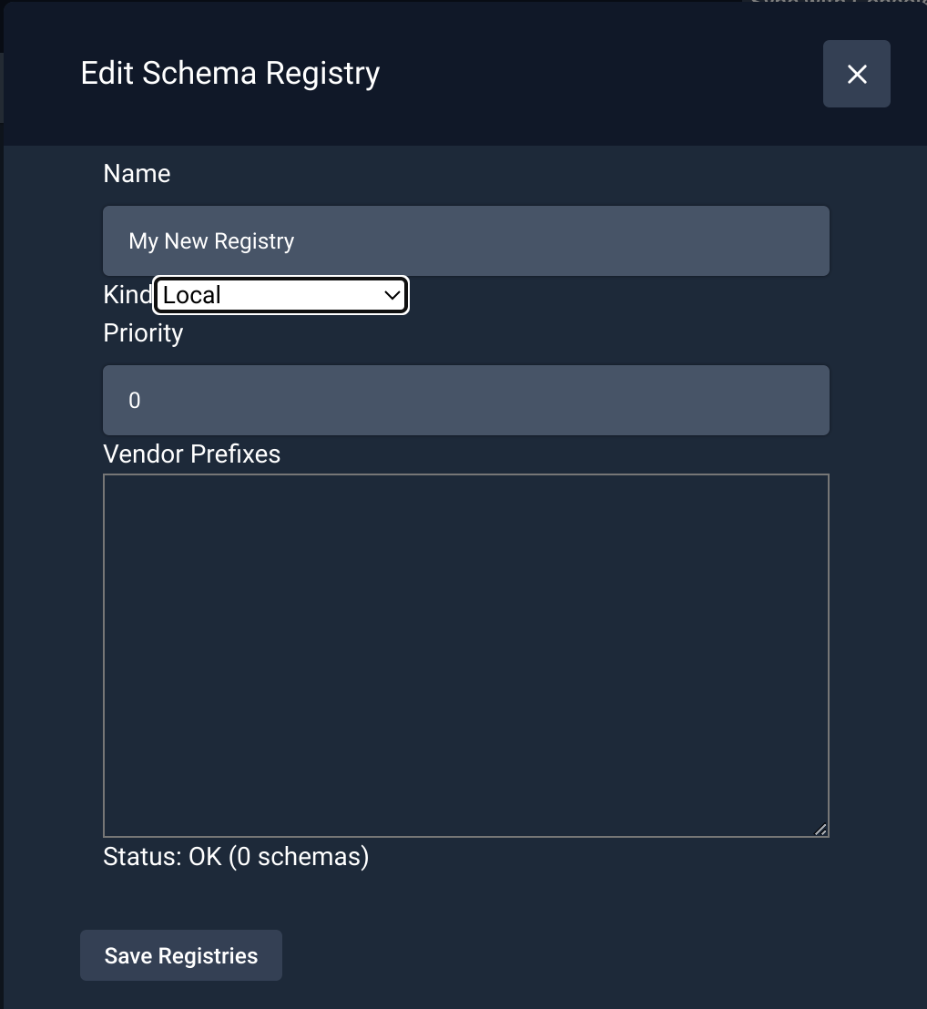 An image of the form used for configuring a custom Iglu Registry in the Snowplow Inspector extension.