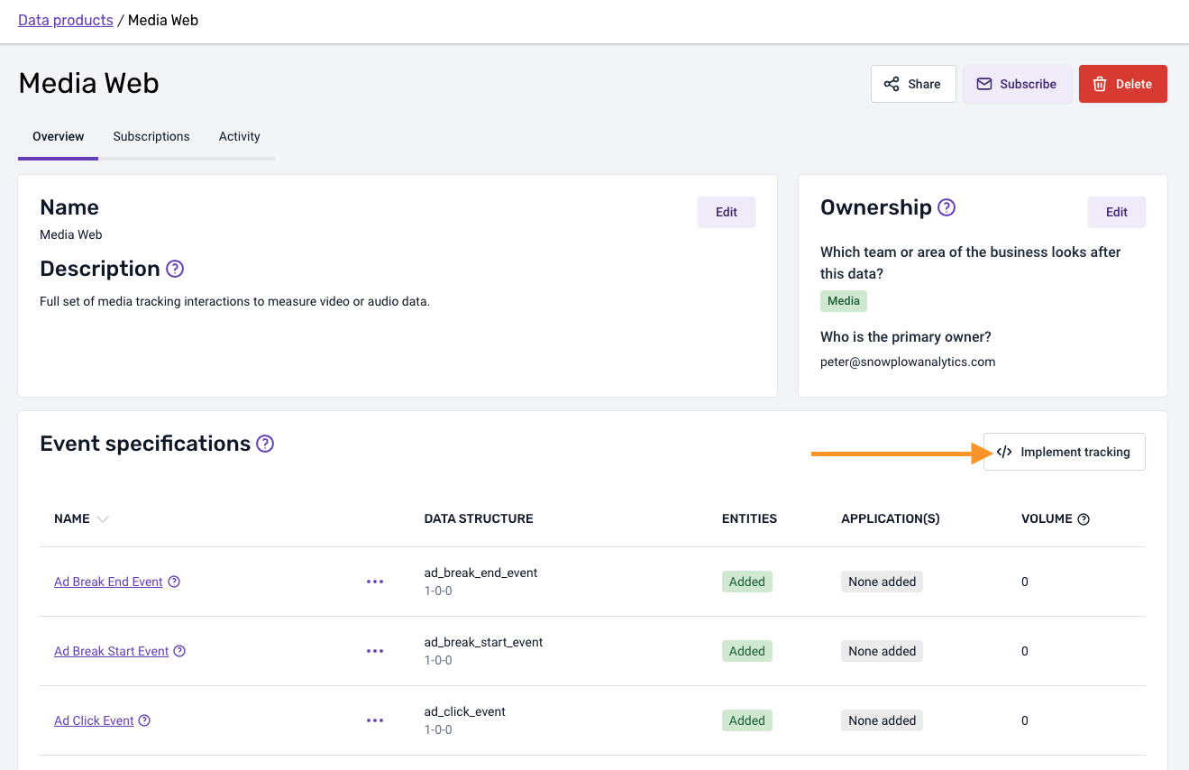 implement tracking button